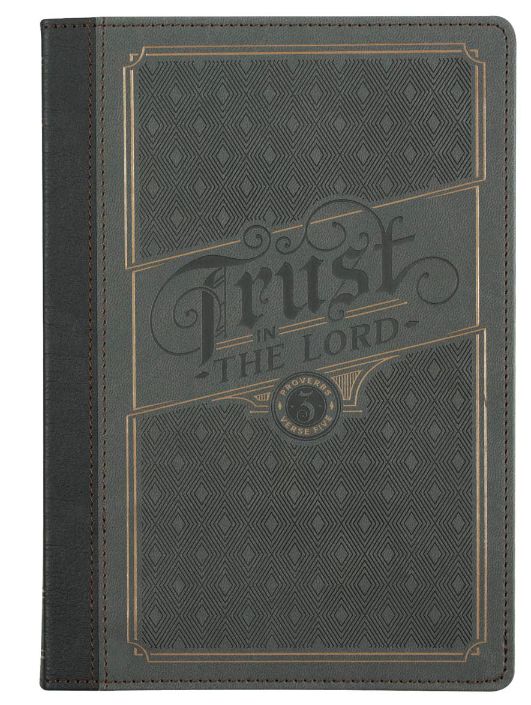 Trust in the Lord Charcoal Faux Leather Classic Journal - Proverbs 3:5