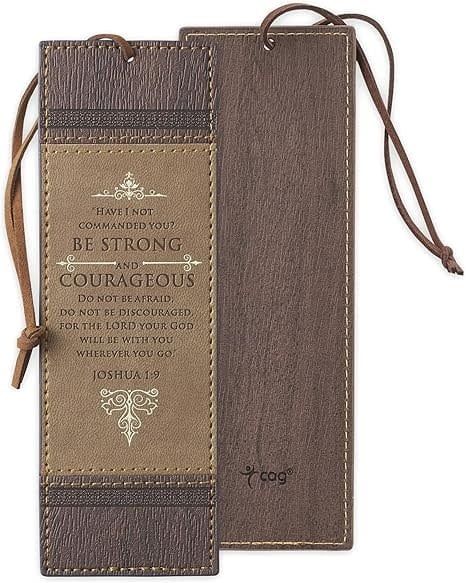 Faux Leather Bookmark Strong and Courageous