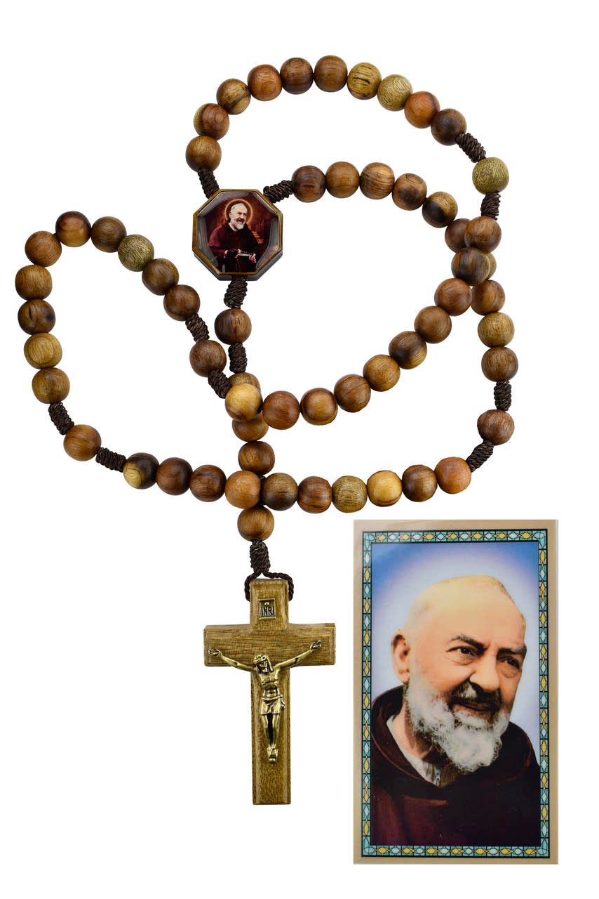 10 MM Wood Saint Pio Rosary