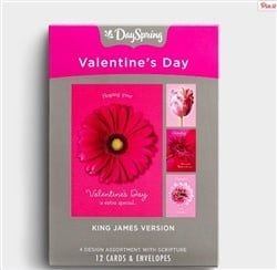 Valentine-Pink Flowers Box Cards 12ct