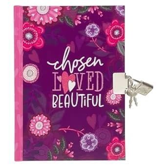 Secret Diary with Lock/Keys, Girls Interactive Christian Purple/Pink Journal with Writing Prompts