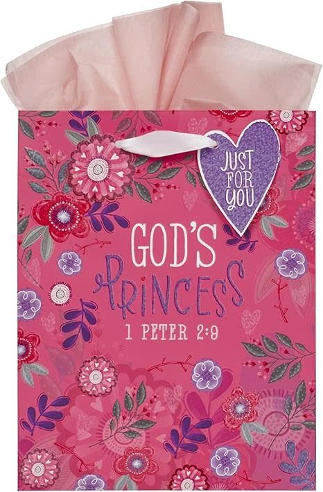 Medium Portrait Scripture Gift Bag &amp; Tissue Paper Set for Girls: God&#39;s Princess