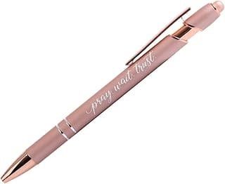 Soft Touch Gift Pen-Pray Wait Trust-Rose Gold