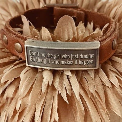 Leather Wristlet: Don&#39;t Be The Girl- Brown