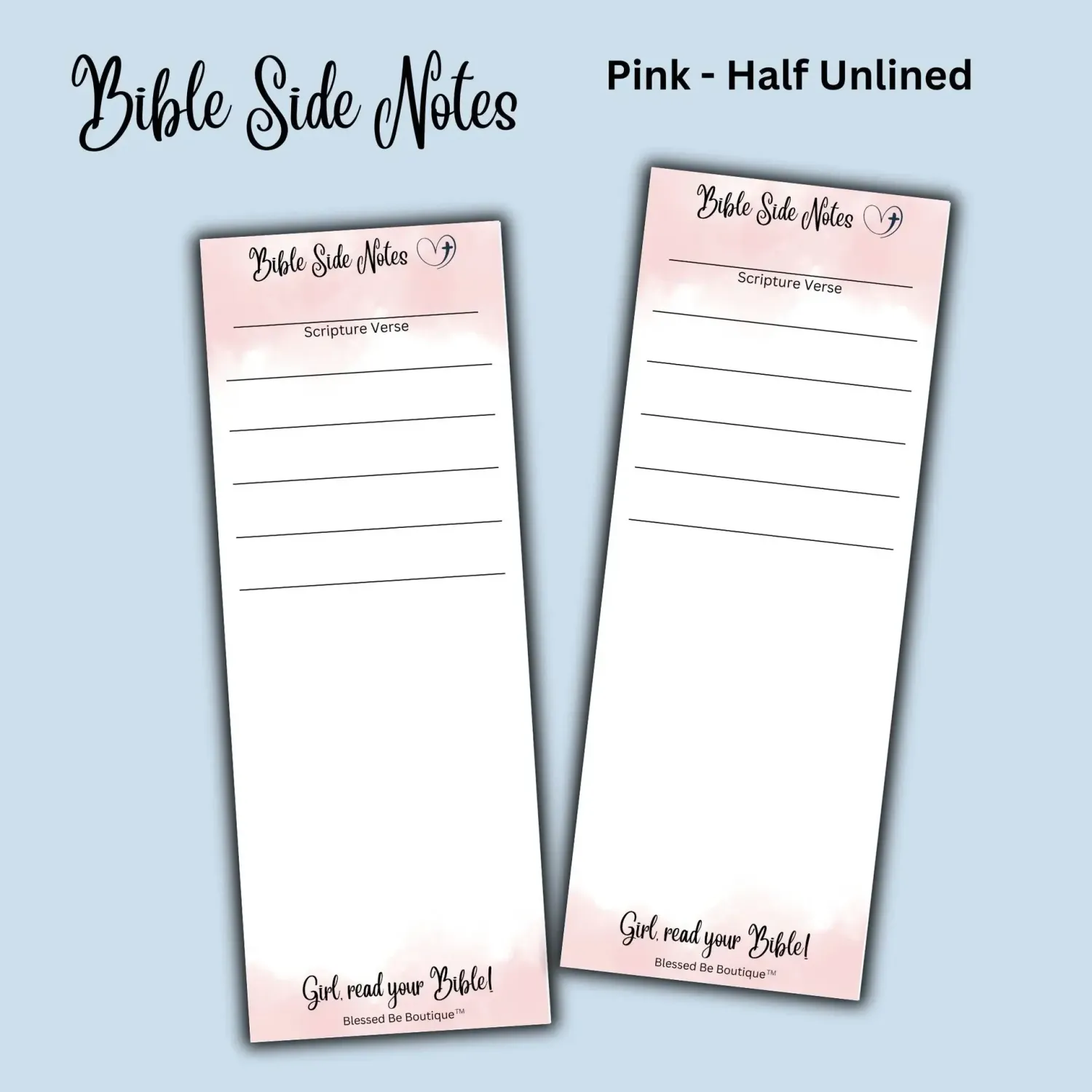 Bible Side Notes- Pink with Half Lines