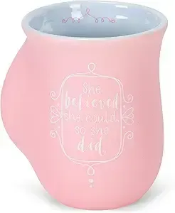 She Believed She Could So She Did Rose Pink 14 Ounce Ceramic Handwarmer Mug