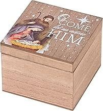 Wood Box w Lid Come Let us Adore Him