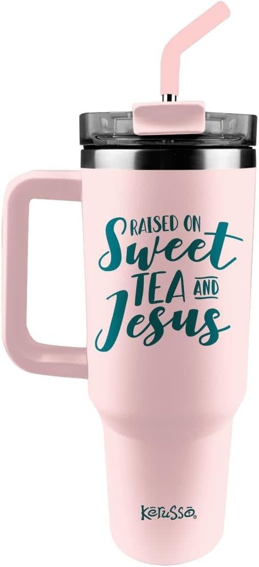 40 Oz DW/SS Mug w/Straw Raised on Sweet Tea and Jesus