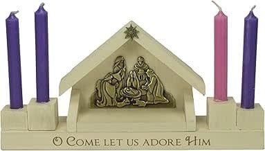 White Come Let Us Adore Him Advent Candle