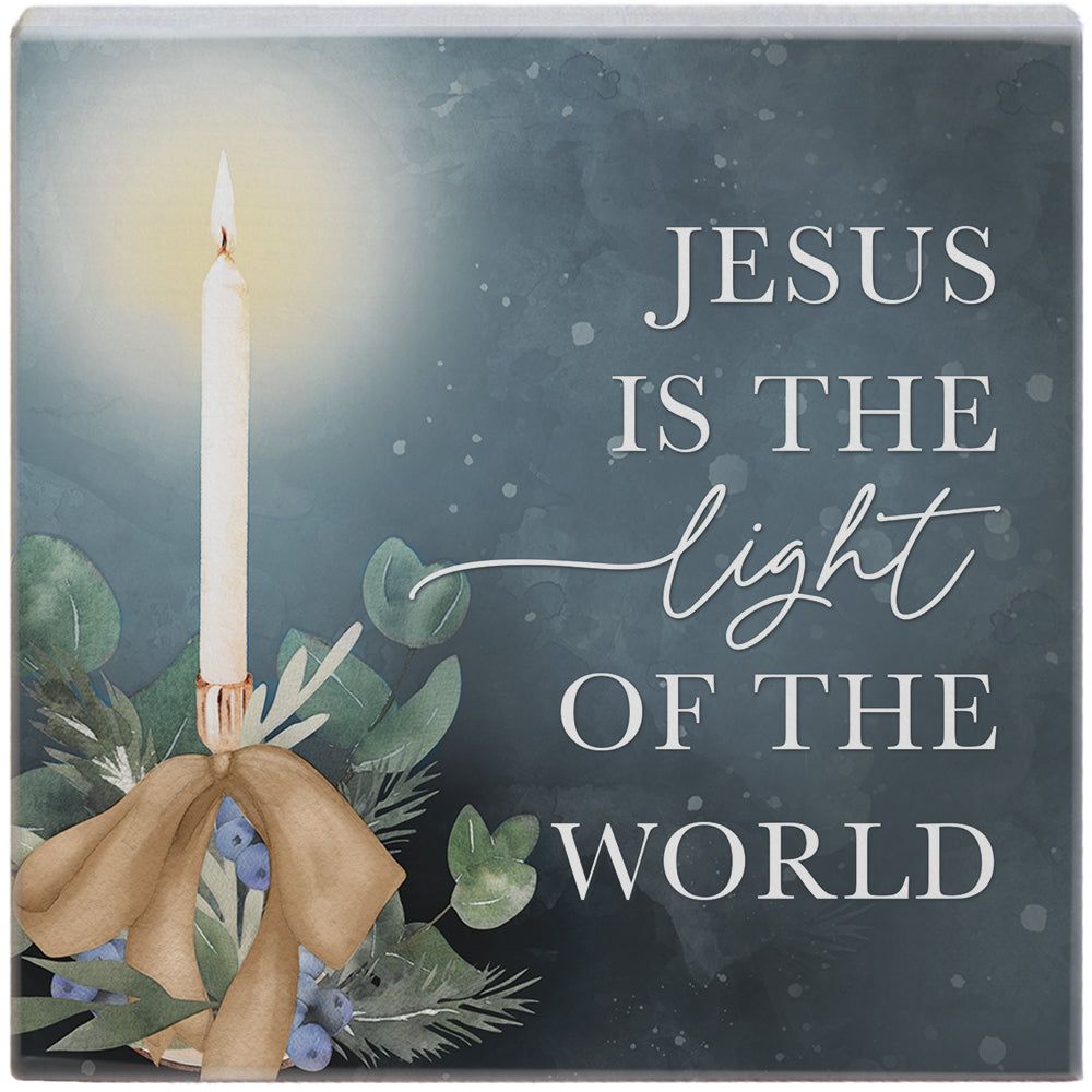 Jesus is Light Candle Wood Block