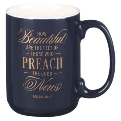 Navy Blue Ceramic Mug How Beautiful Feet Preach Good News