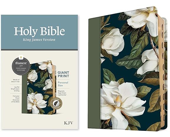 KJV Personal Size Giant Print, Filament (LeatherLike, Magnolia Sage Green, Indexed)