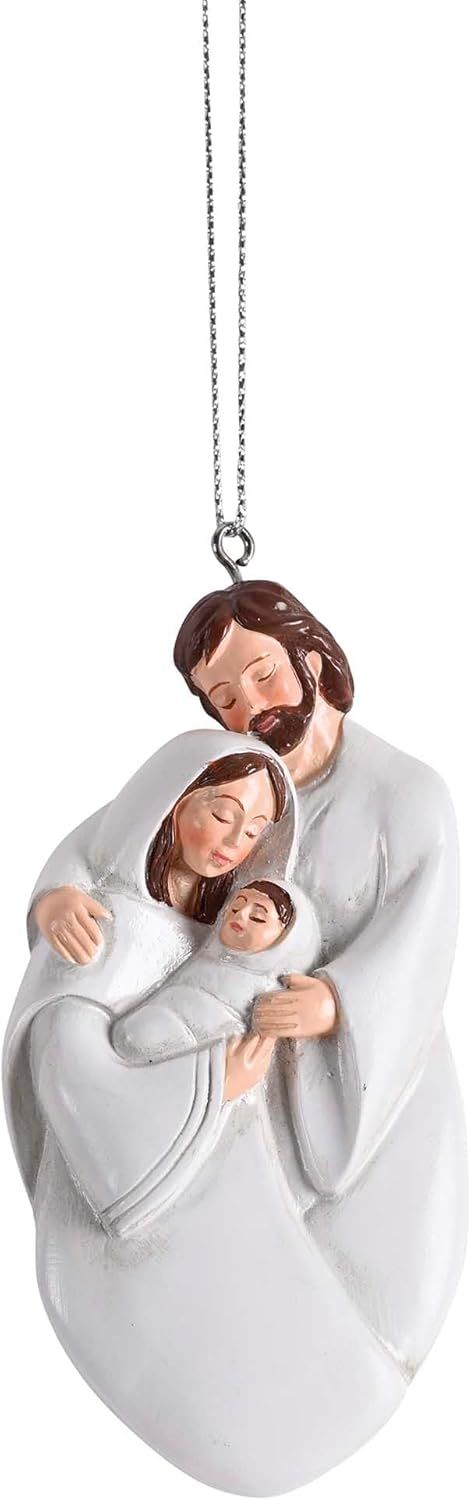 White Holy Family Ornament