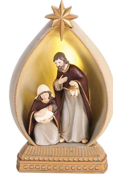 Nativity Holy Family Lighted Lantern 9.5 in