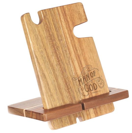 Man of God Acacia Wood Personal Accessory Organizer - 1 Timothy 6:11