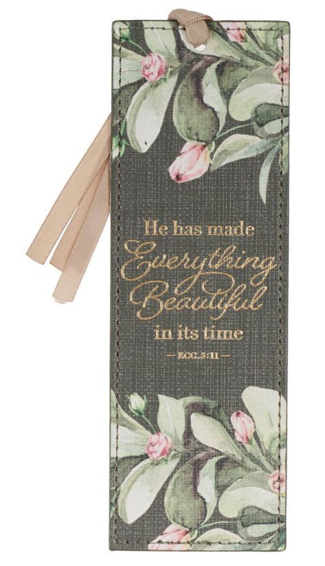 Everything Beautiful Green Faux Leather Bookmark - Ecclesiastes 3:11