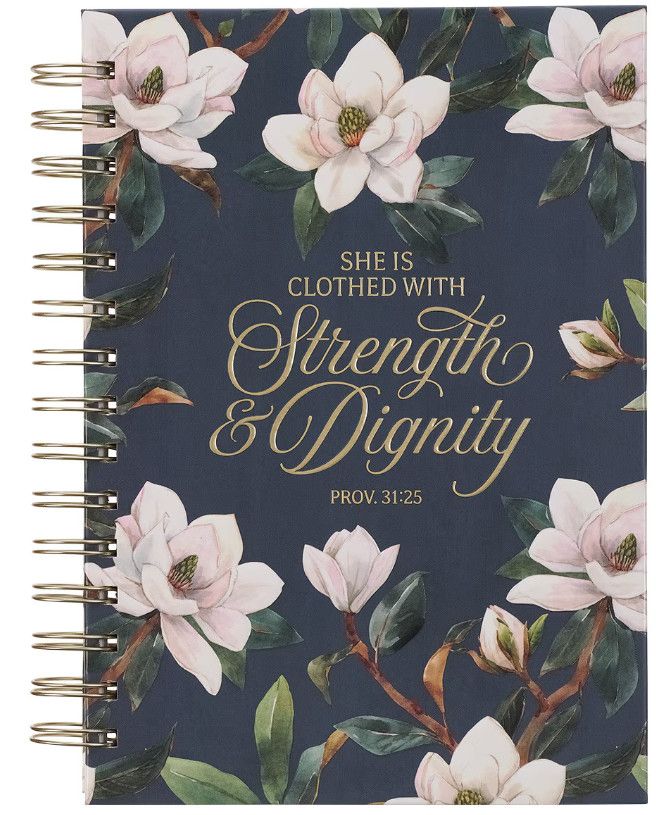 Strength and Dignity Blush Magnolia Large Wirebound Journal - Proverbs 31:25