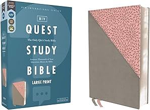 NIV Quest Study Bible Leather Soft Gray/Pink