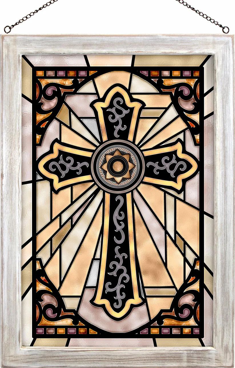Stained Glass Western Cross Frame 14x20