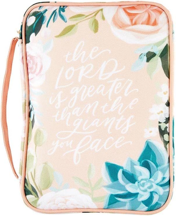 anvas Bible Cover with Carry Handle and Zipper Closure, 7 x 10-Inch, Greater Than Giants