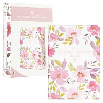 NLT Spiritual Growth Bible Pink/Purple Floral Faux Leather