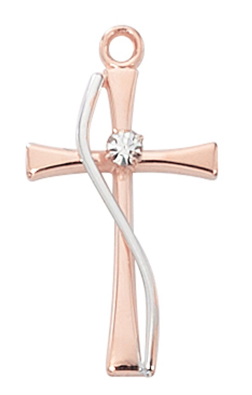 18&quot; CH ROSE GOLD SS TWO TONE CROSS