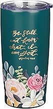 Be Still Teal Floral Tumbler