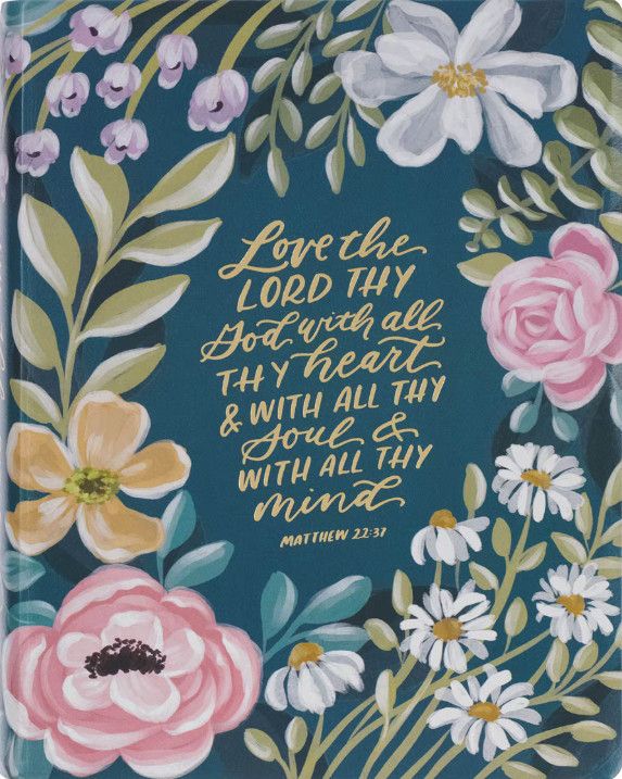 KJV Teal Floral Ally Collection Large Print Faux Leather Note-taking Bible