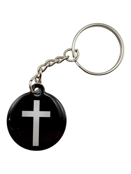 Tap to Pray Key Chain Black Cross