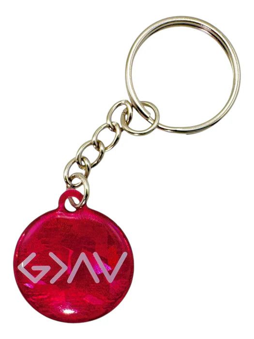 Tap to Pray Keychain Pink God is Greater
