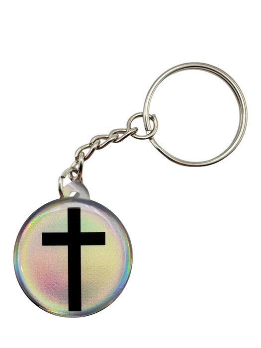Tap to Pray Keychain- Crystal cross