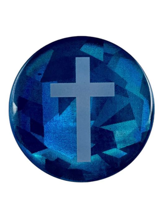 Tap to Pray Sticker Blue Crystal Cross
