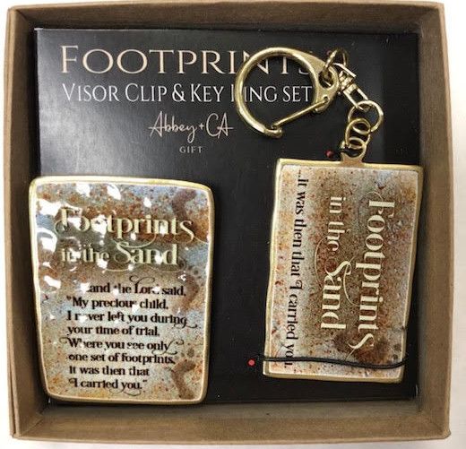 Footprints in the Sand Visor Clip and Keychain