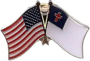 GOLD AMERICAN/CHRISTIAN FLAG LAPEL PIN