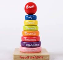Wood Puzzle Stackable Rings: Fruit of the Spirit