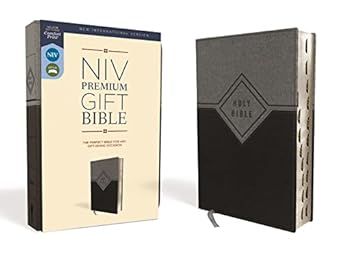 NIV Premium Gift Bible Leathersoft Black/Gray Red Letter Thumb Indexed Comfort Print