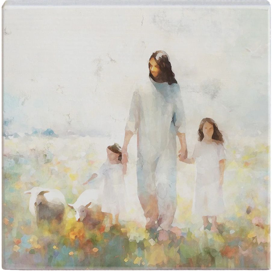 Jesus Children Art 5&quot; Square