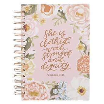 Inspirational Journal, Strength &amp; Dignity Wide Ruled Notebook, Prov. 31:25