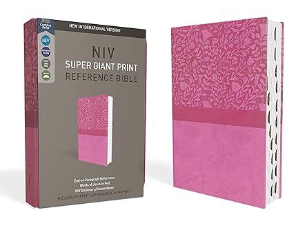 NIV, Super Giant Print Reference Bible, Leathersoft, Pink, Red Letter, Thumb Indexed, Comfort Print