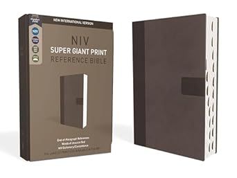 NIV, Super Giant Print Reference Bible, Leathersoft, Gray, Red Letter, Thumb Indexed, Comfort Print