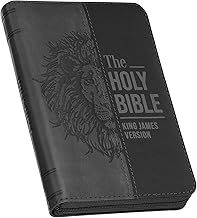 KJV Bible Pocket w/Zip Faux Leather, Black/Grey