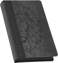 KJV Bible Compact Faux Leather HC, Gray Floral Printed Ps 23:3