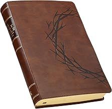 KJV Bible Giant Print Full Size Faux Leather crown of thorns/amazing Grace, Brown