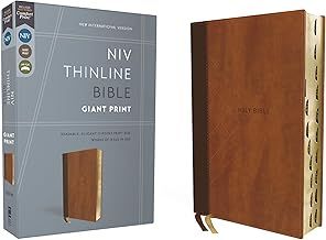NIV Thinline Bible Giant Print Brown Leathersoft Indexed