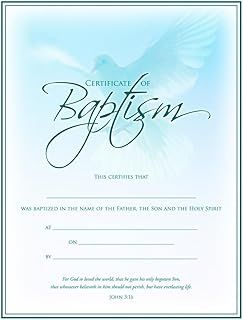 Certificate of Baptism Blue Dove