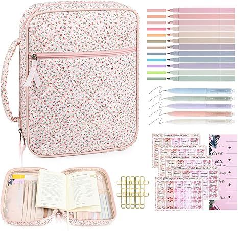 Pink Bible Cover with accessories