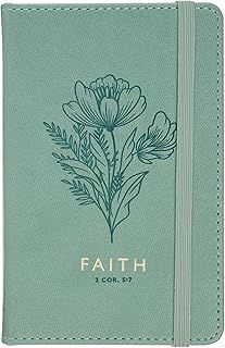 Small Notebook with Elastic Closure Faux Green Faith 2 Cor. 5:7