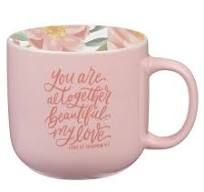 Mug White Floral Strong and Courageous Josh. 1:9