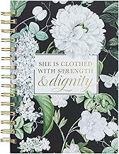 Journal Spiral-Bound Black Floral Strength &amp; Dignity Prov. 31:25