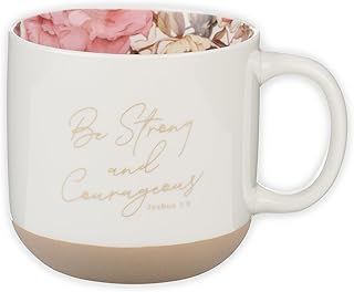 Mug White Floral Strong &amp; Courageous